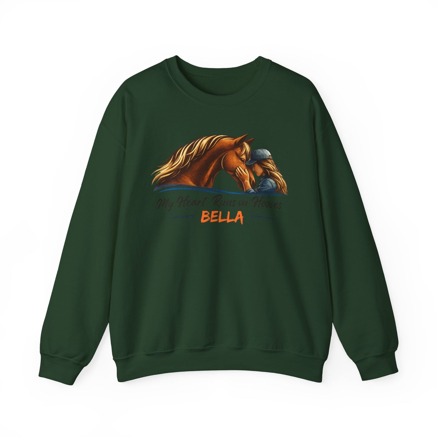 Custom Name My Heart Runs on Hooves Sweatshirt Horse Lovers Gift for Women