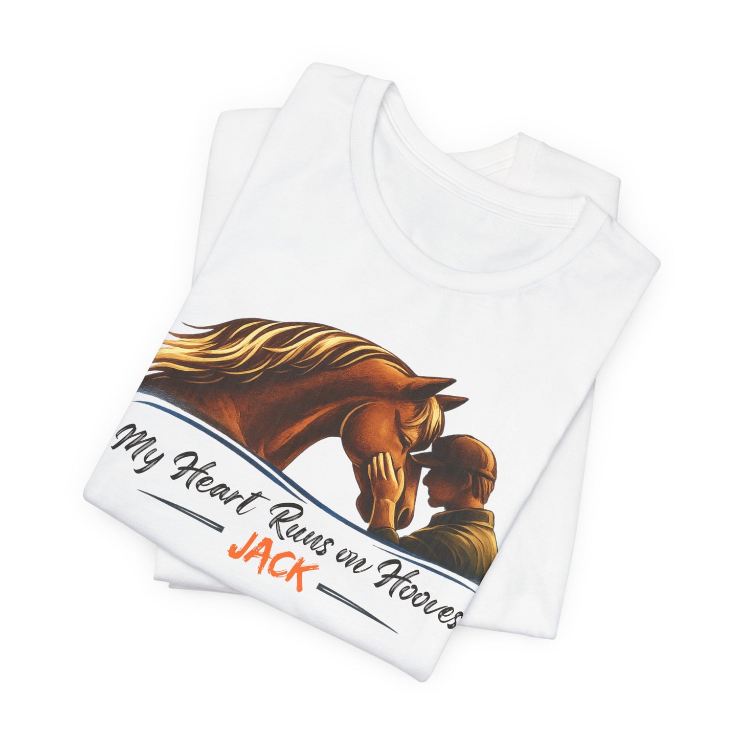 My Heart Runs on Hooves Personalized with Name Horse Lover T-Shirt
