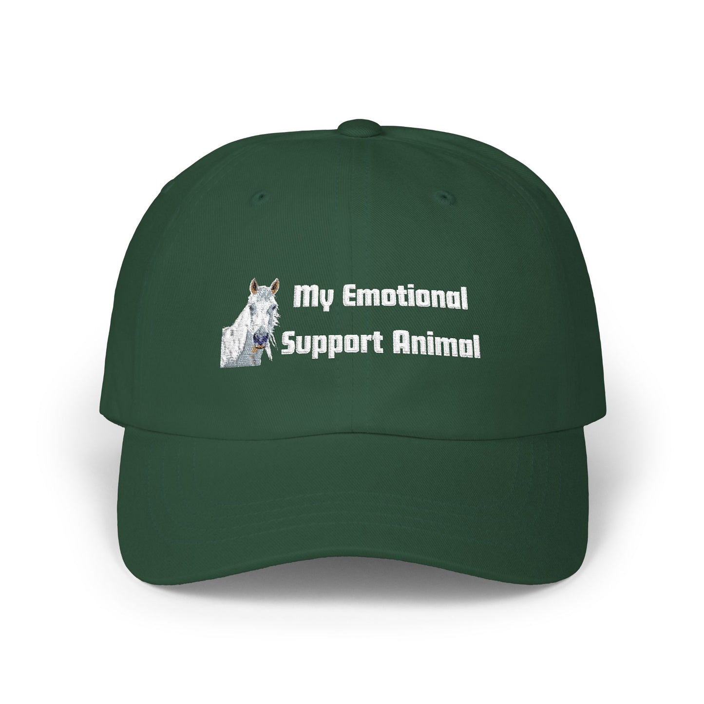 Dad Cap - 'My Emotional Support Animal ' Embroidered White Baseball Hat