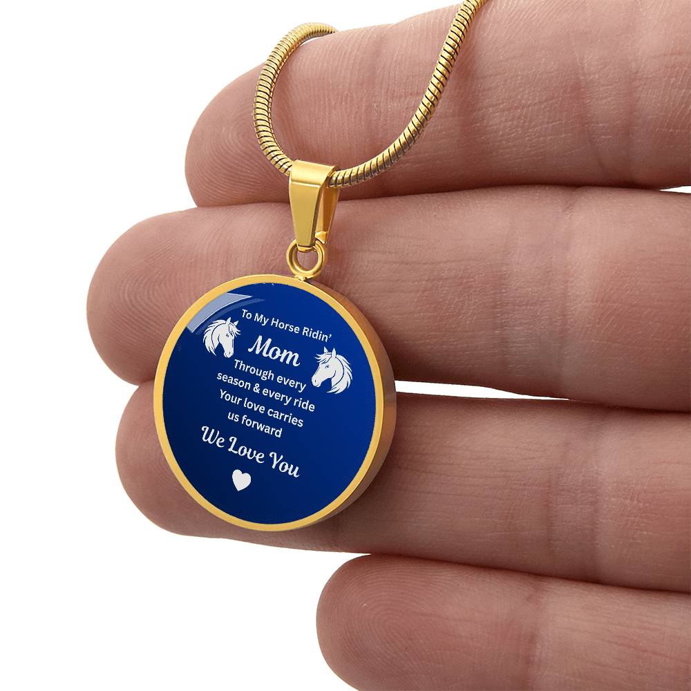 To My Horse Ridin' Mom Heart  Necklace – Engraved Mother’s Day Gift for Horse Lovers Mom
