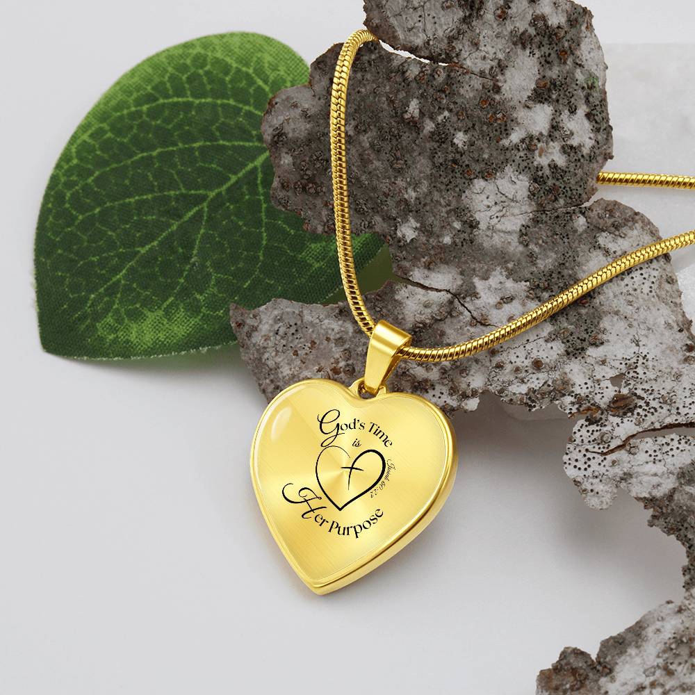 God’s Time Is Her Purpose Necklace – Isaiah 60:22 Heart Pendant
