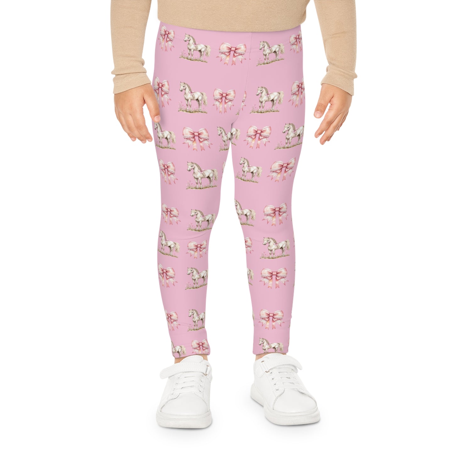 Pink Unicorn Pattern Kids Leggings | Floral All-Over Print Stretch Pants