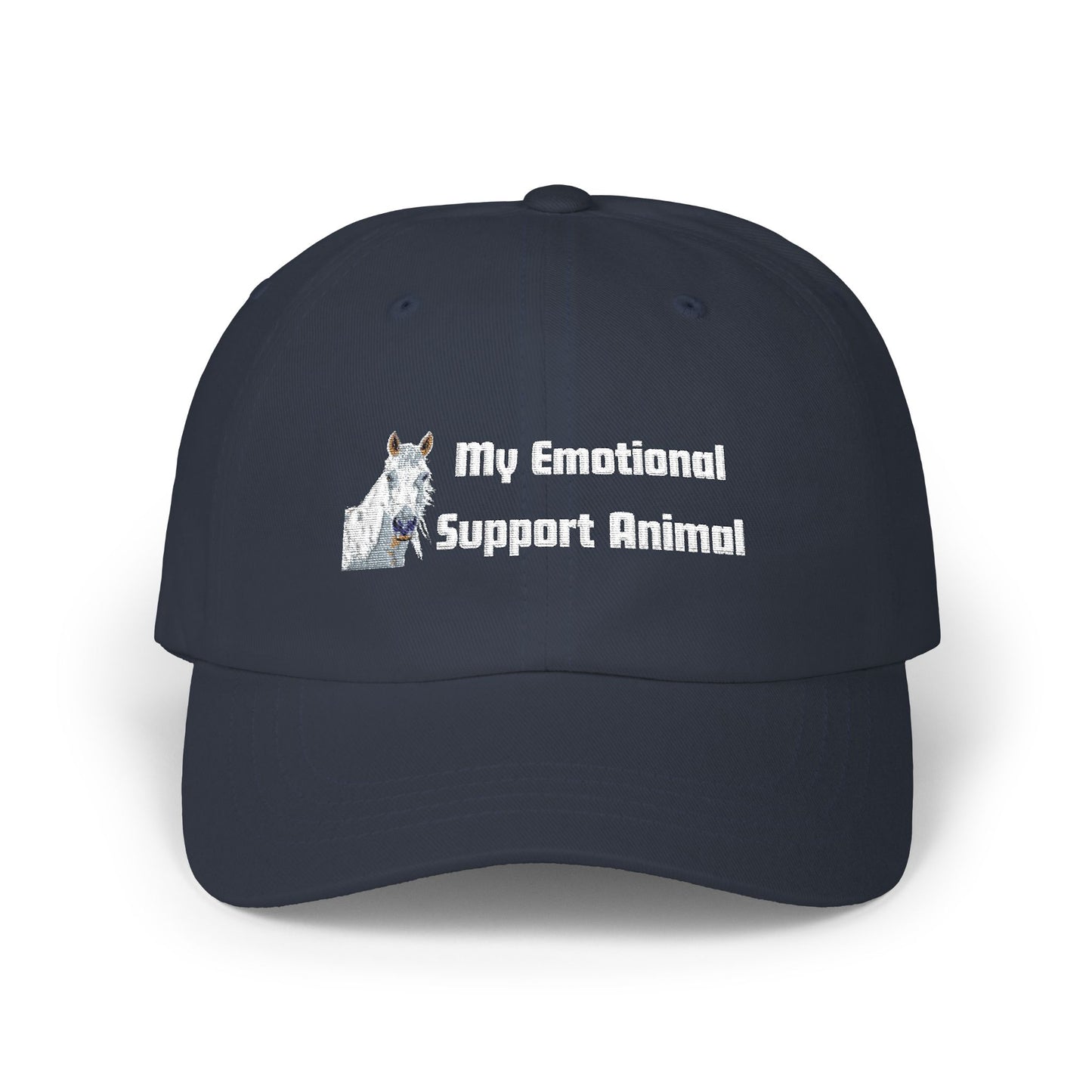 Dad Cap - 'My Emotional Support Animal ' Embroidered White Baseball Hat