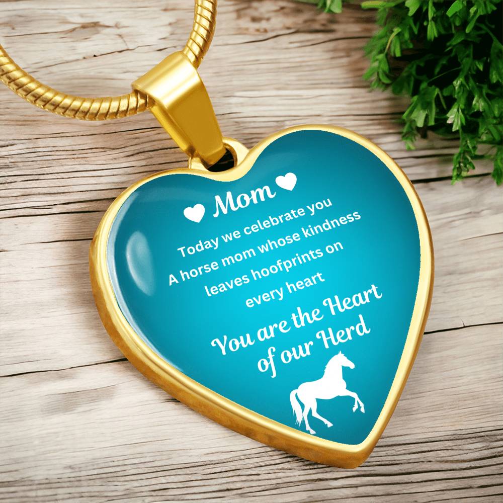 Custom Horse Mom Heart  Necklace – You Are The Heart Of Our Herd Gift for Mom
