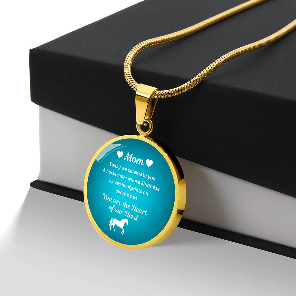 Custom Horse Mom Circle  Necklace – You Are The Heart Of Our Herd Gift for Mom