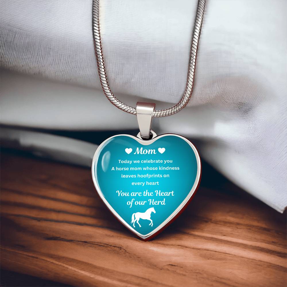 Custom Horse Mom Heart  Necklace – You Are The Heart Of Our Herd Gift for Mom