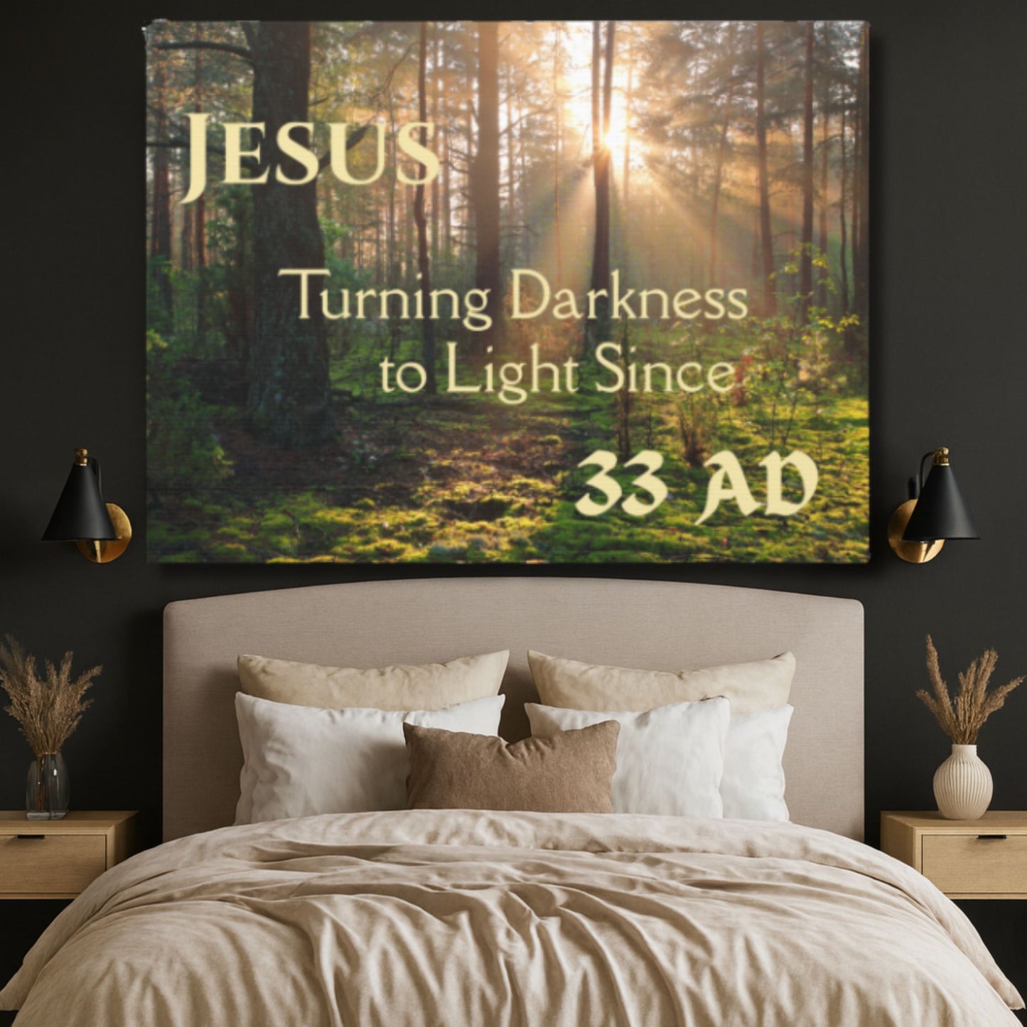 Jesus Turning Darkness to Light Canvas | Christian Christmas Wall Art