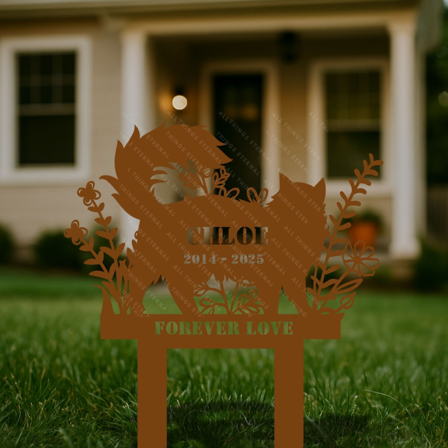 Personalized Cat Memorial Stake - Custom Metal Grave Marker for Pets