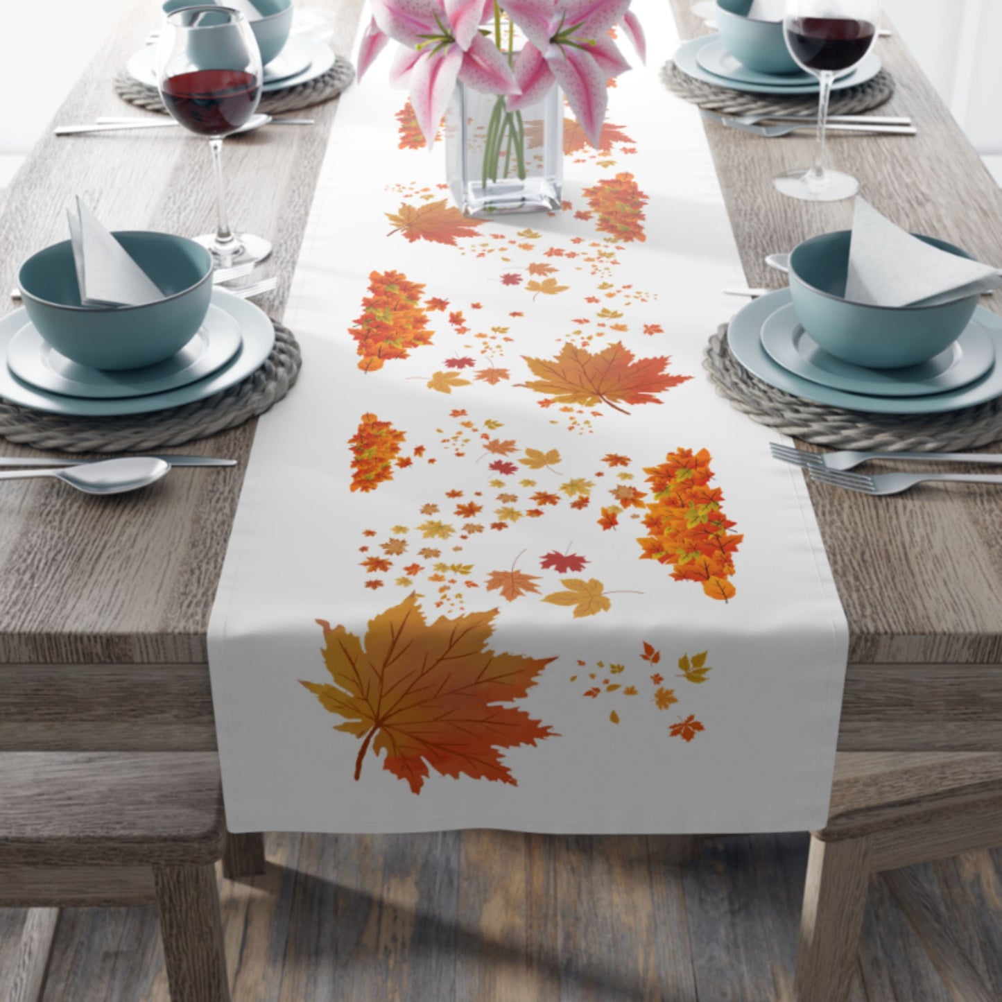 Fall Leaves Table Runner – Autumn Harvest & Thanksgiving Decor