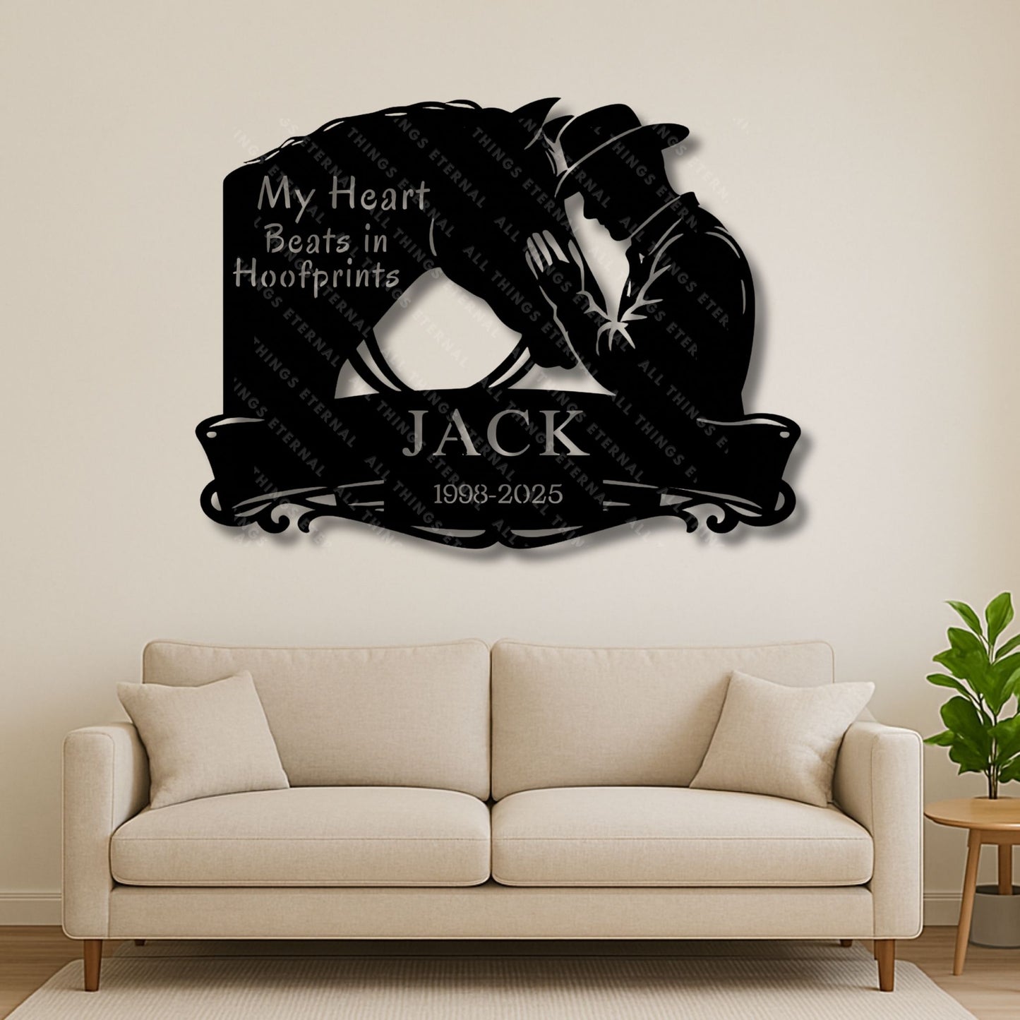 Custom Name Horse Memorial Metal Sign – My Heart Beats in Hoofprints