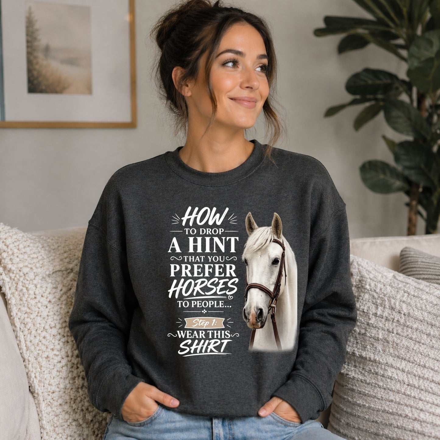 Prefer Horses Over People Funny Sweatshirt for Horse Lovers