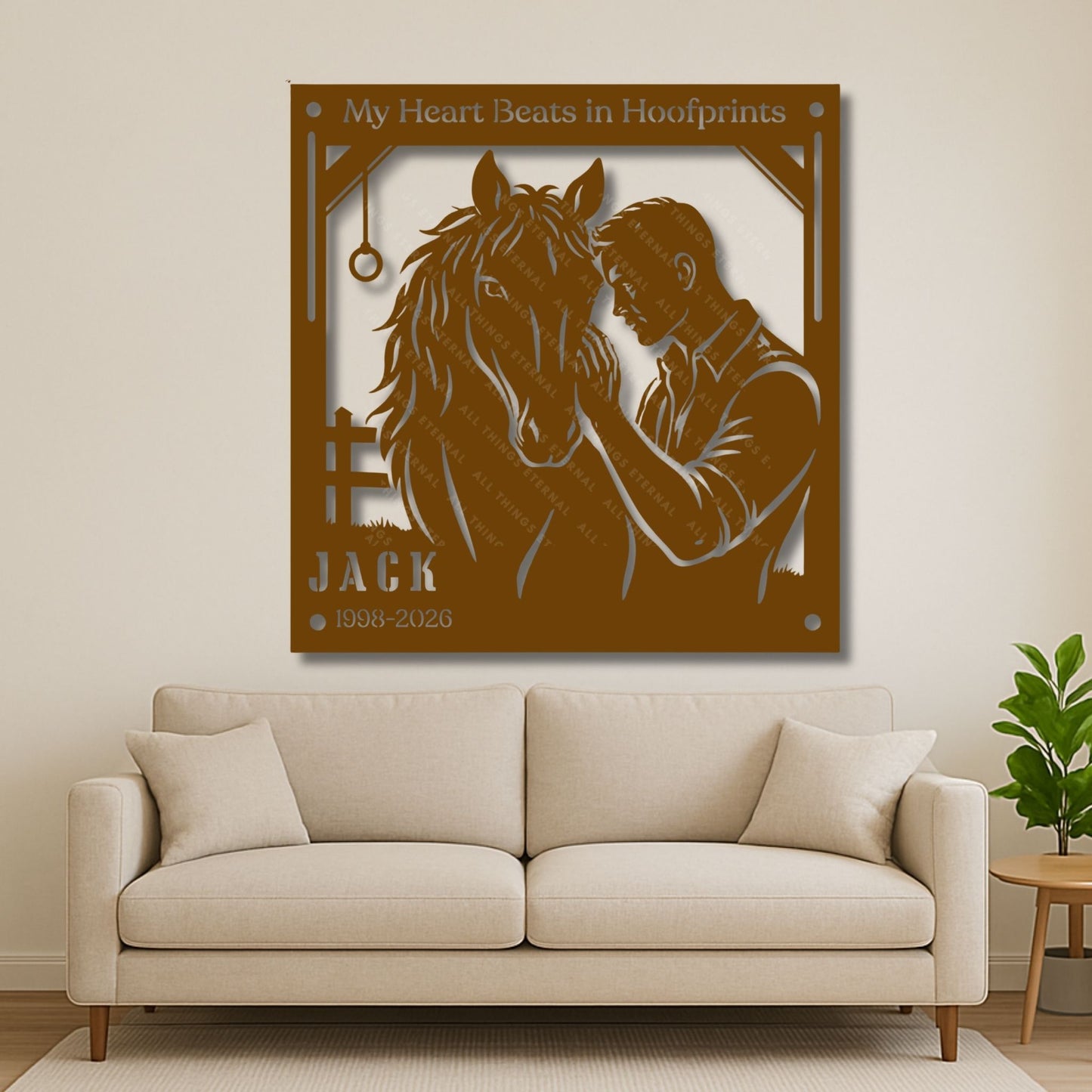 Personalized Horse Memorial Metal Sign – My Heart Beats in Hoofprints