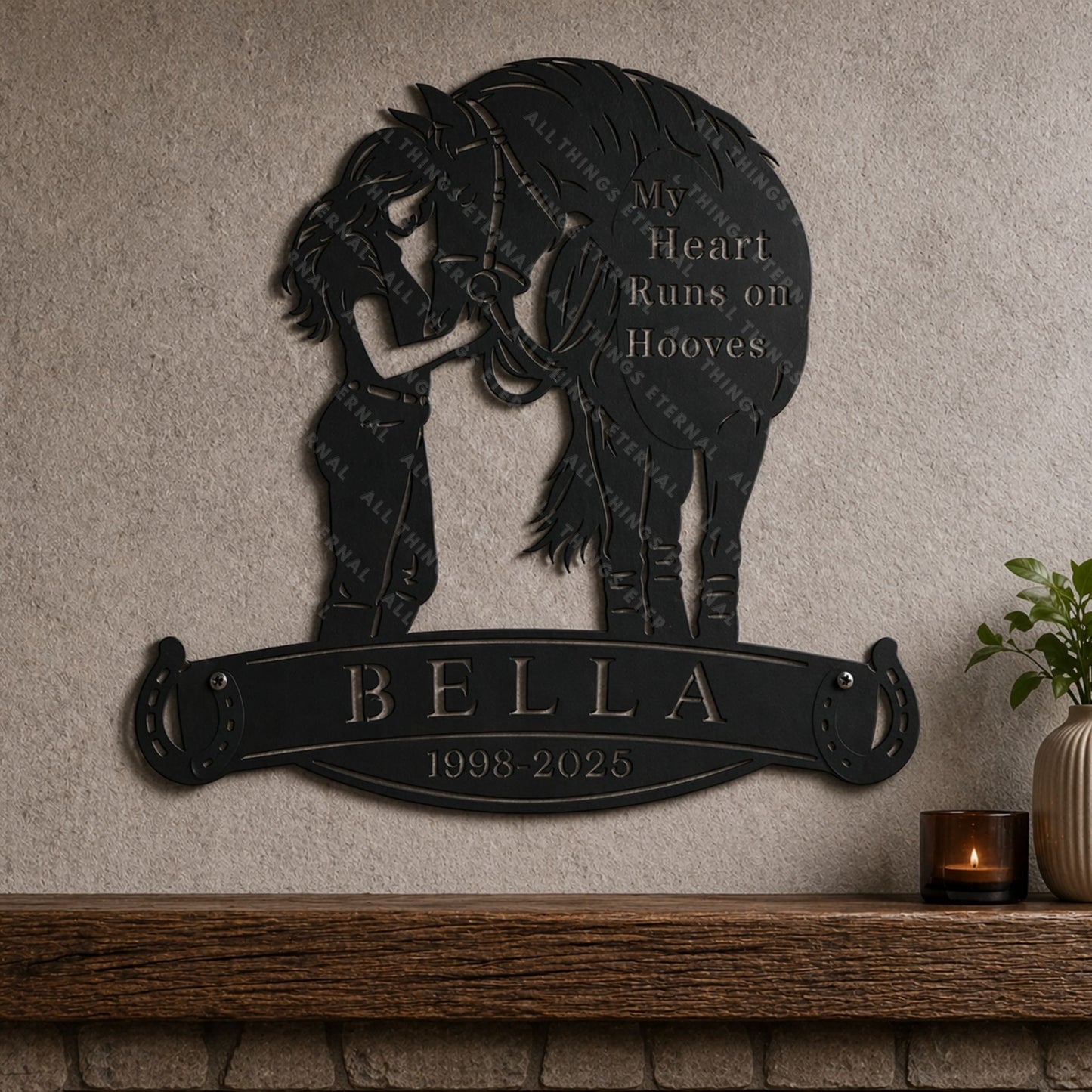Personalized Horse Memorial Metal Sign – My Heart Runs on Hooves Gift For Horse Lovers