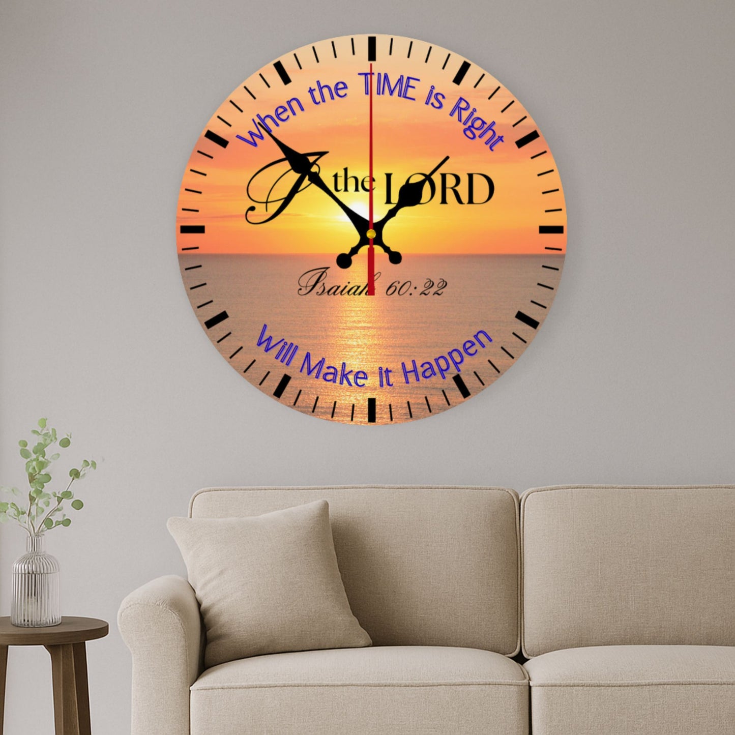 Christian Wall Clock – Isaiah 60:22 Scripture Sunrise Faith Decor