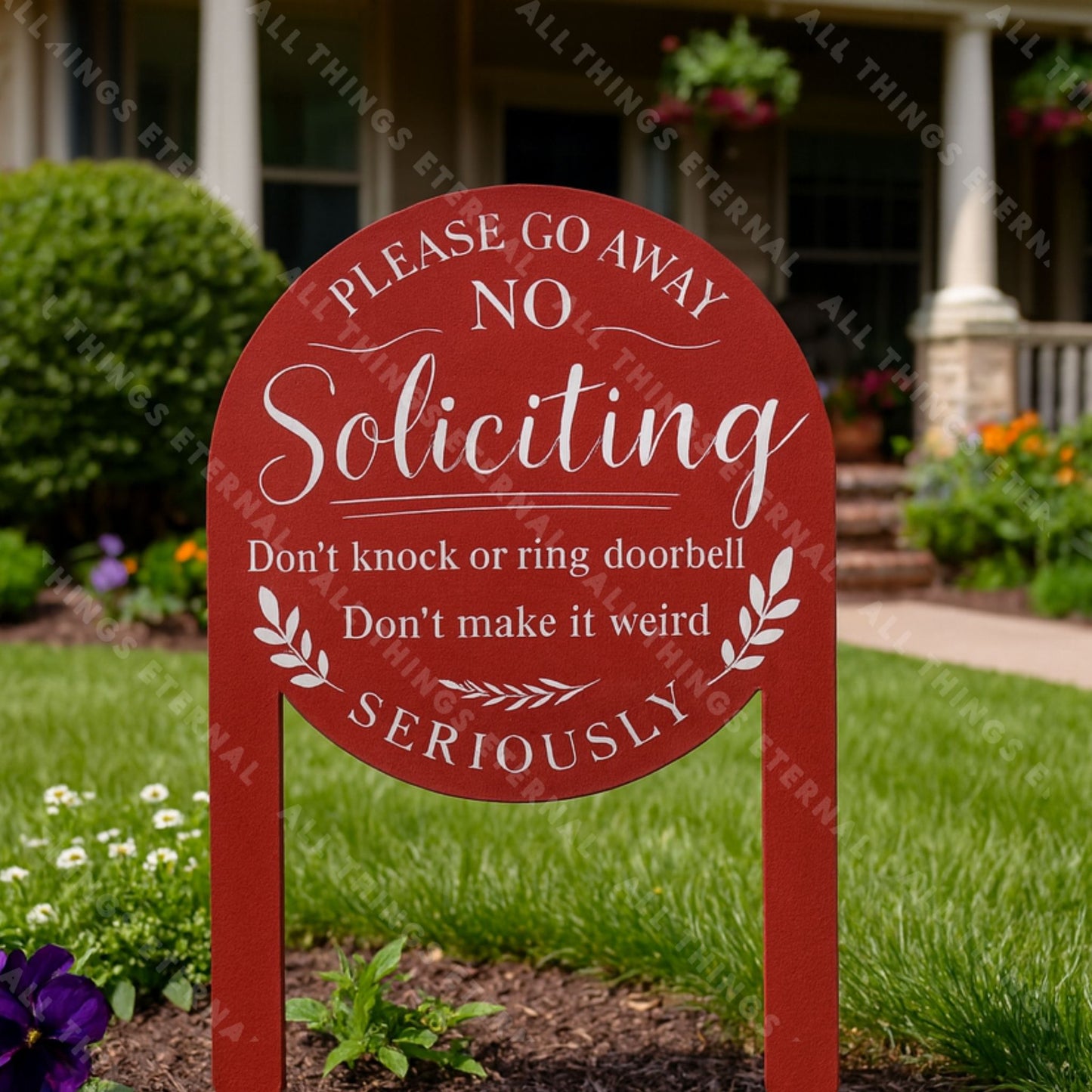No Soliciting Metal Yard Sign – Modern Private Property Outdoor Decor