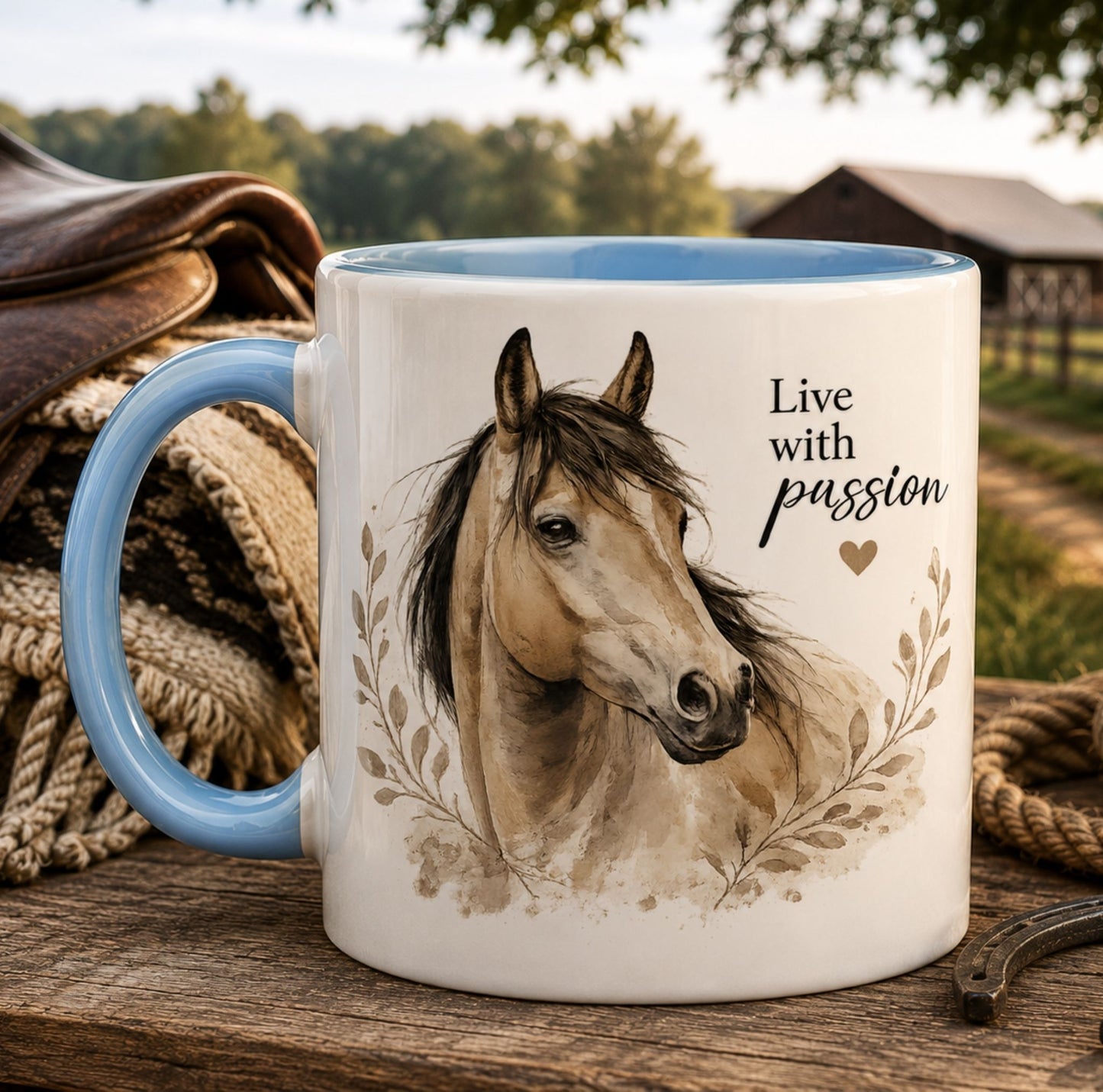Horse Coffee Mug – Live with Passion Ceramic Mug Gift for Horse Lovers