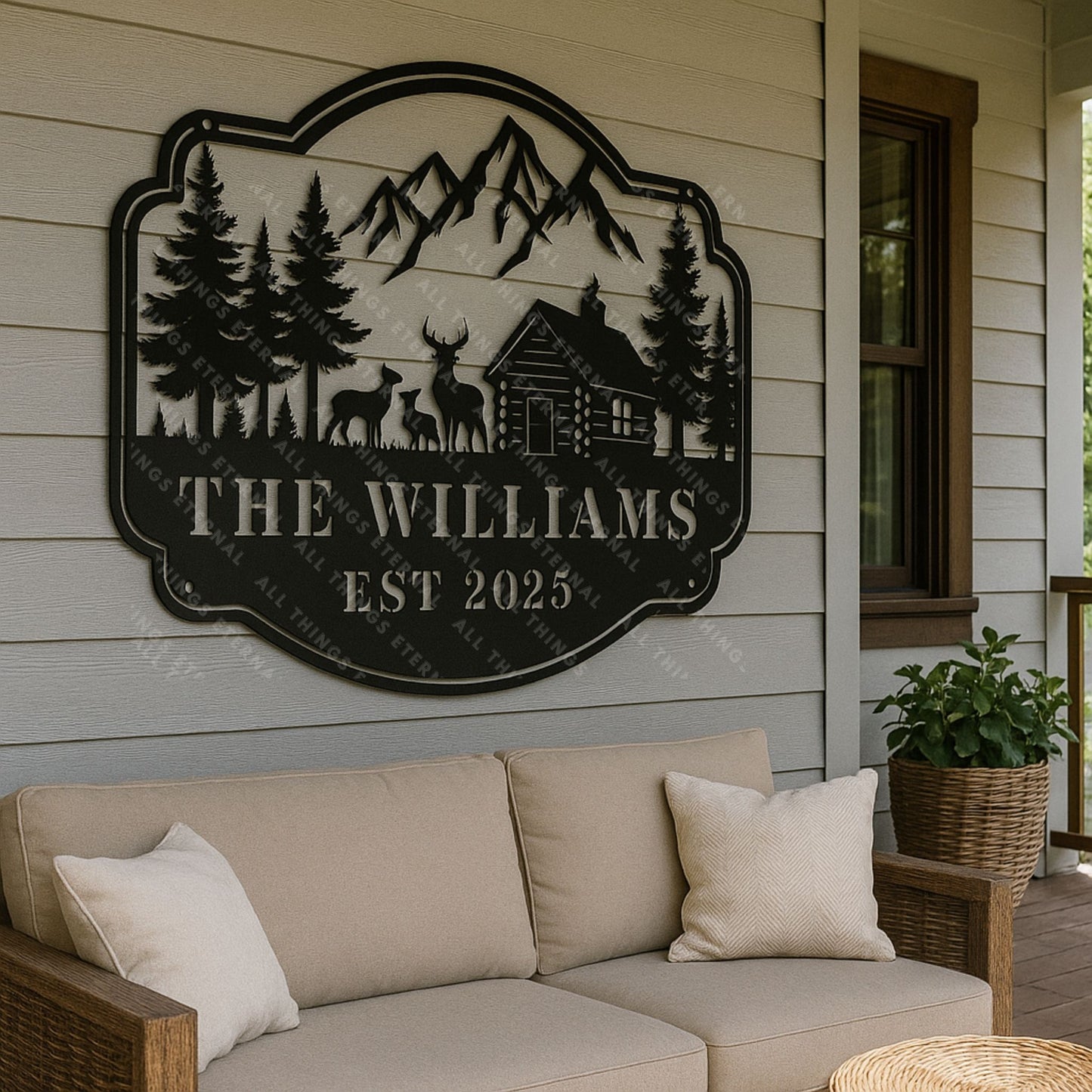 Custom Deer Family Metal Sign – Personalized Rustic Farmhouse Art