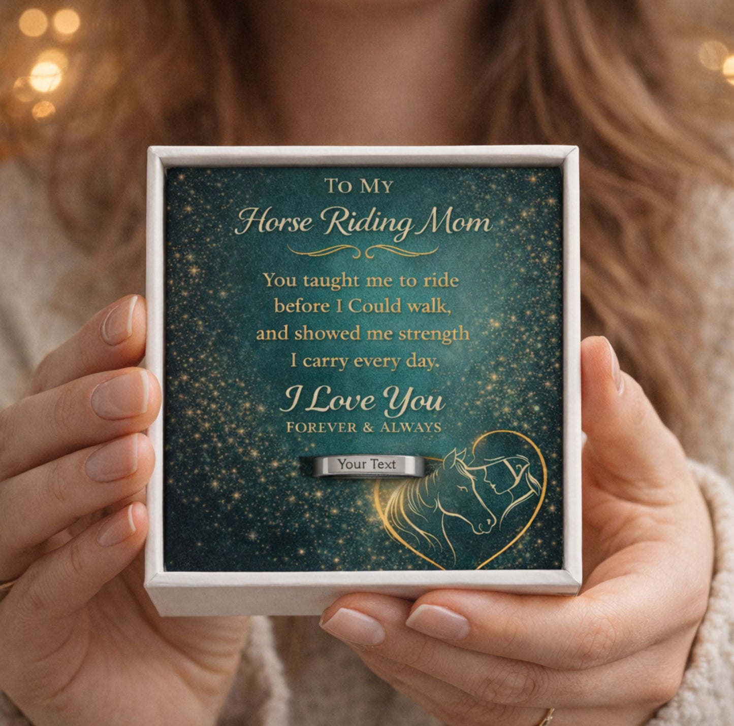 Personalized Horse Mom Engraved Ring – Custom Gift For Mother's Day