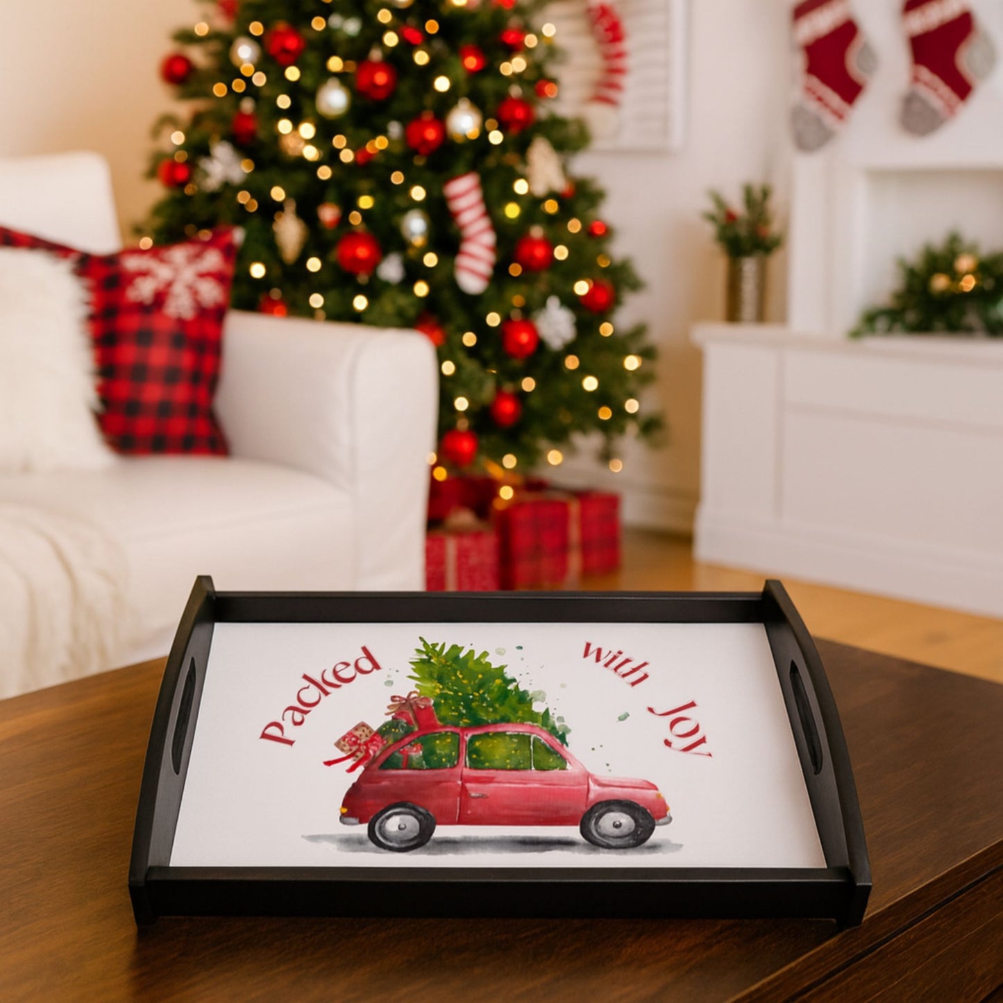 Large Bamboo Christmas Serving Tray – Festive Holiday Platter