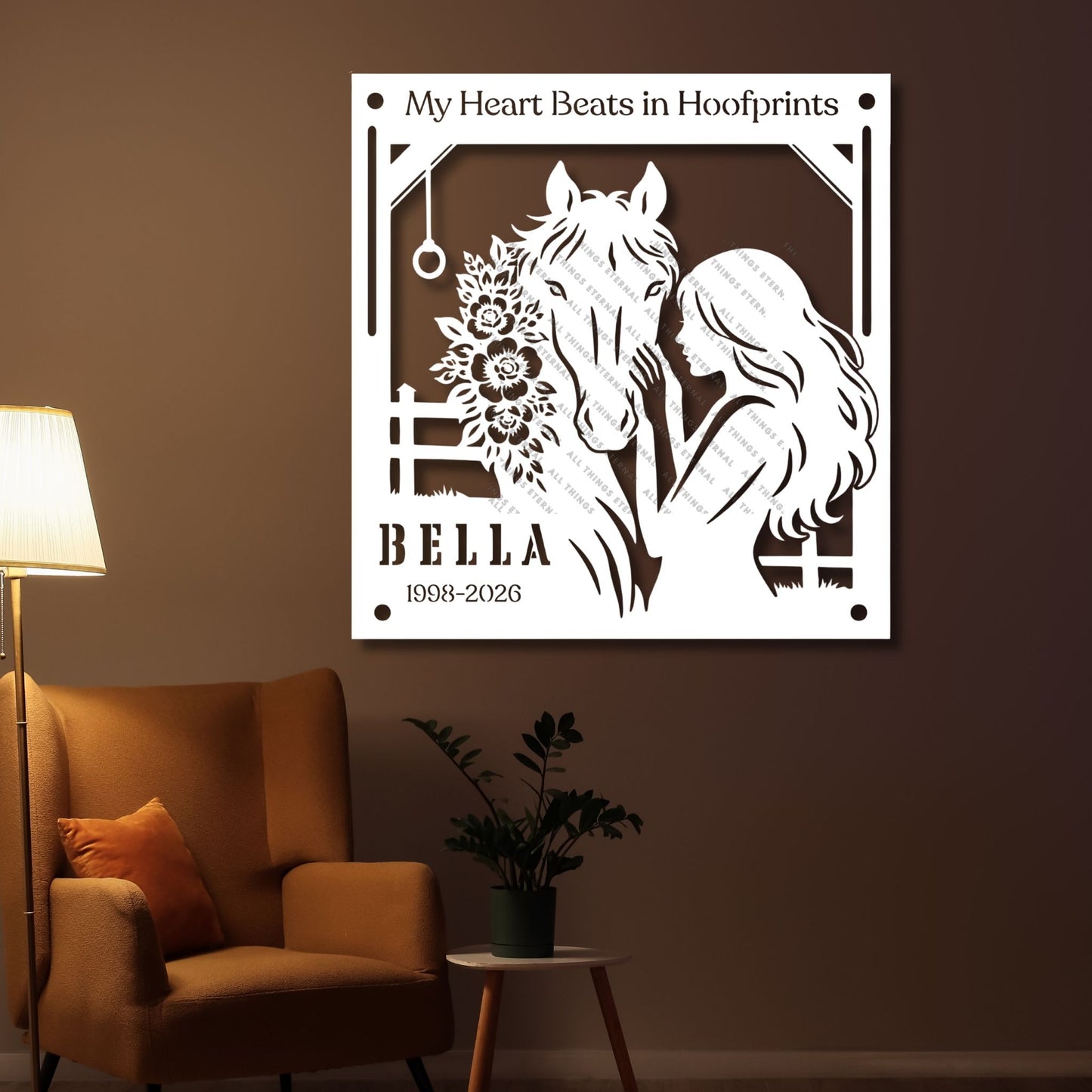 Personalized Horse Memorial Metal Sign – My Heart Beats in Hoofprints, Equestrian Wall Art Gift