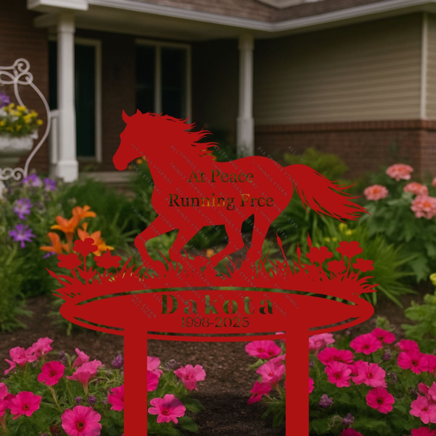 Personalized Horse Memorial Metal Garden Sign – Custom Name & Dates