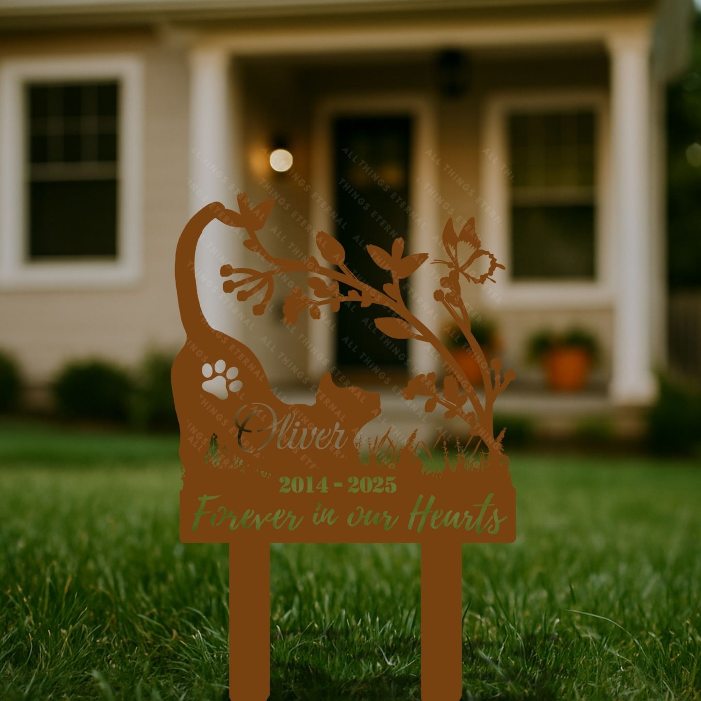 Custom Cat Memorial Stake: Metal Garden Grave Marker, Pet Remembrance