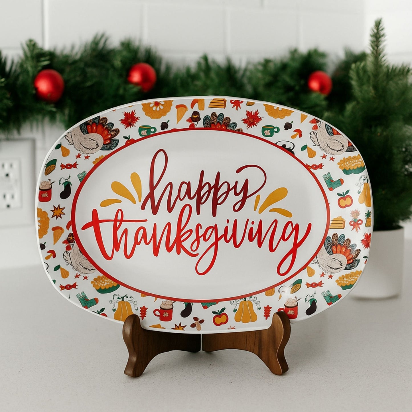 Happy Thanksgiving Serving Platter – Festive Fall Table Décor