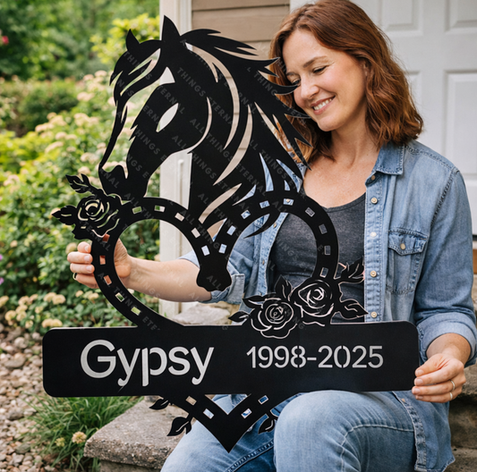 Personalized Horse Memorial Metal Sign – Custom Equine Tribute with Name & Dates