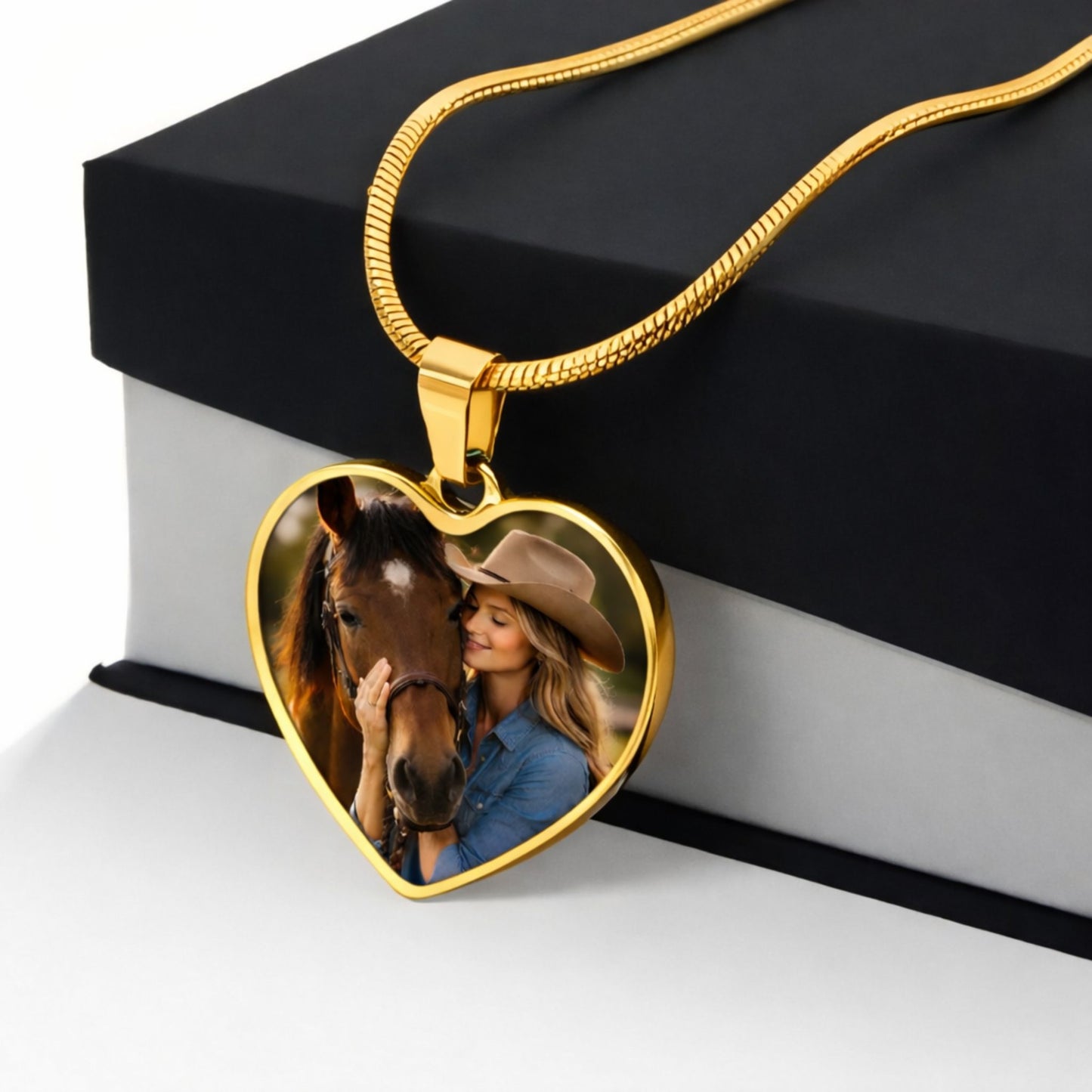 Personalized Horse Memorial Heart Pendant Necklace-Memorial Gift for Horses