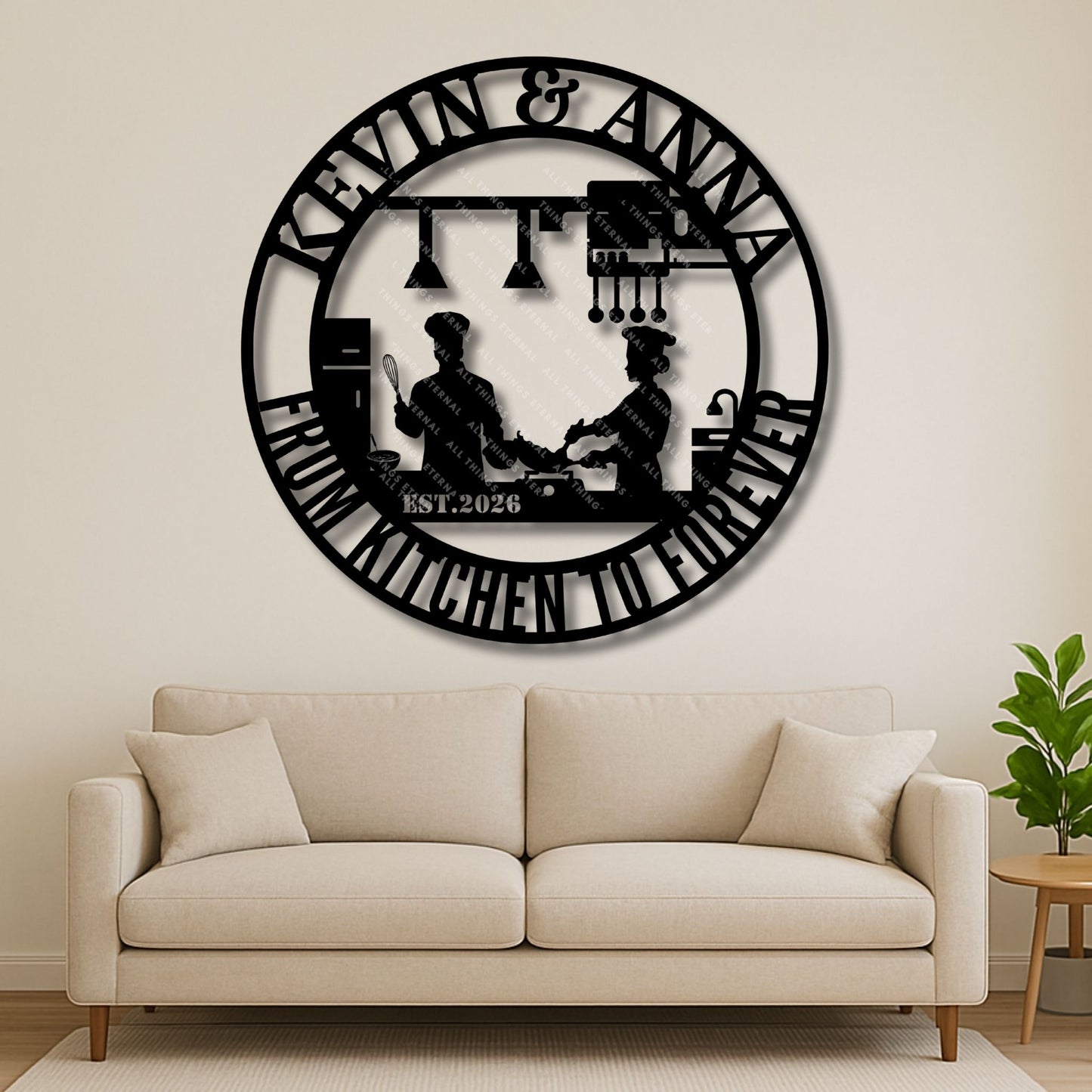 Chef Couple Metal Wall Art – Personalized Wedding & Anniversary Gift