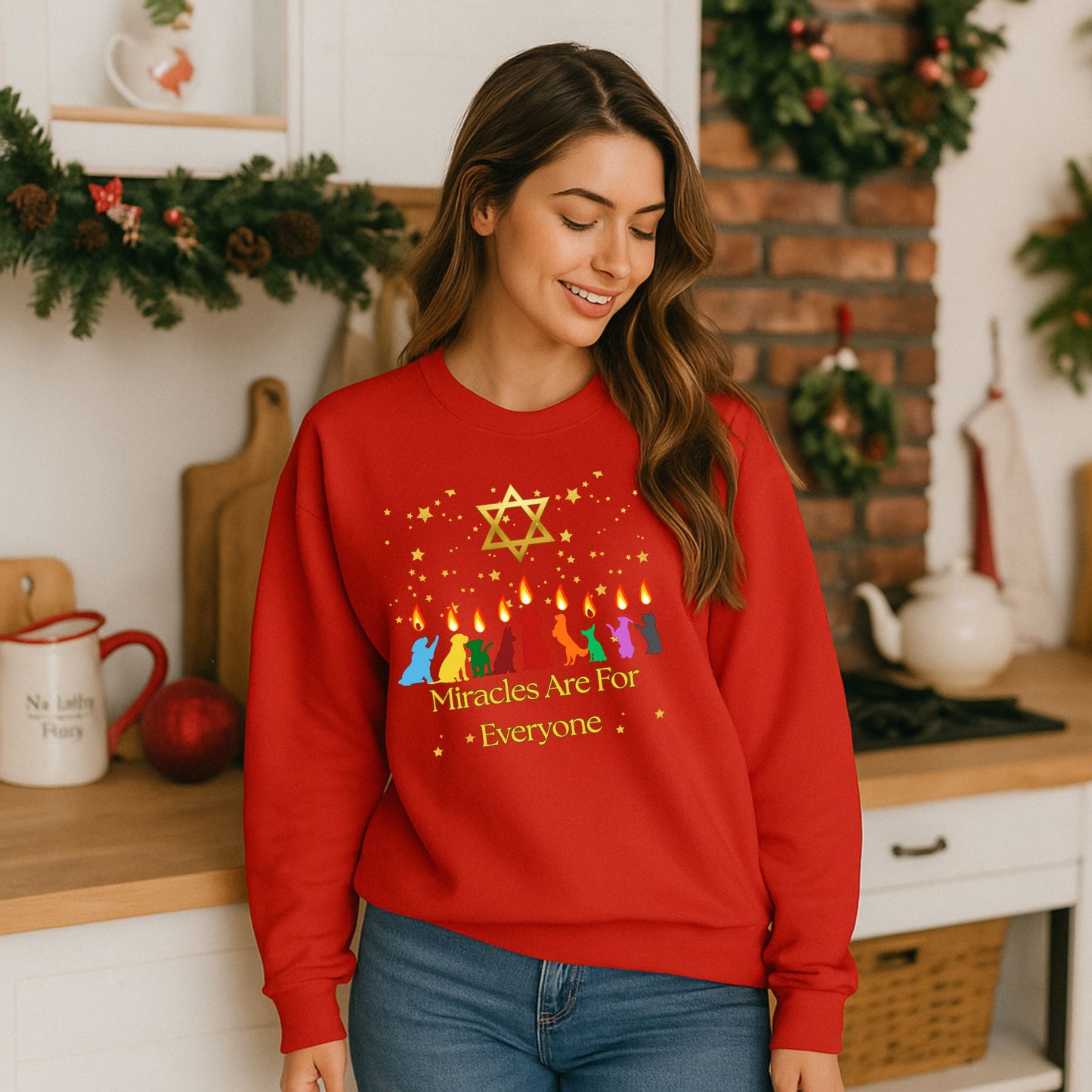 Miracles Are for Everyone Hanukkah Dog Sweatshirt | Unisex Jewish Sweater