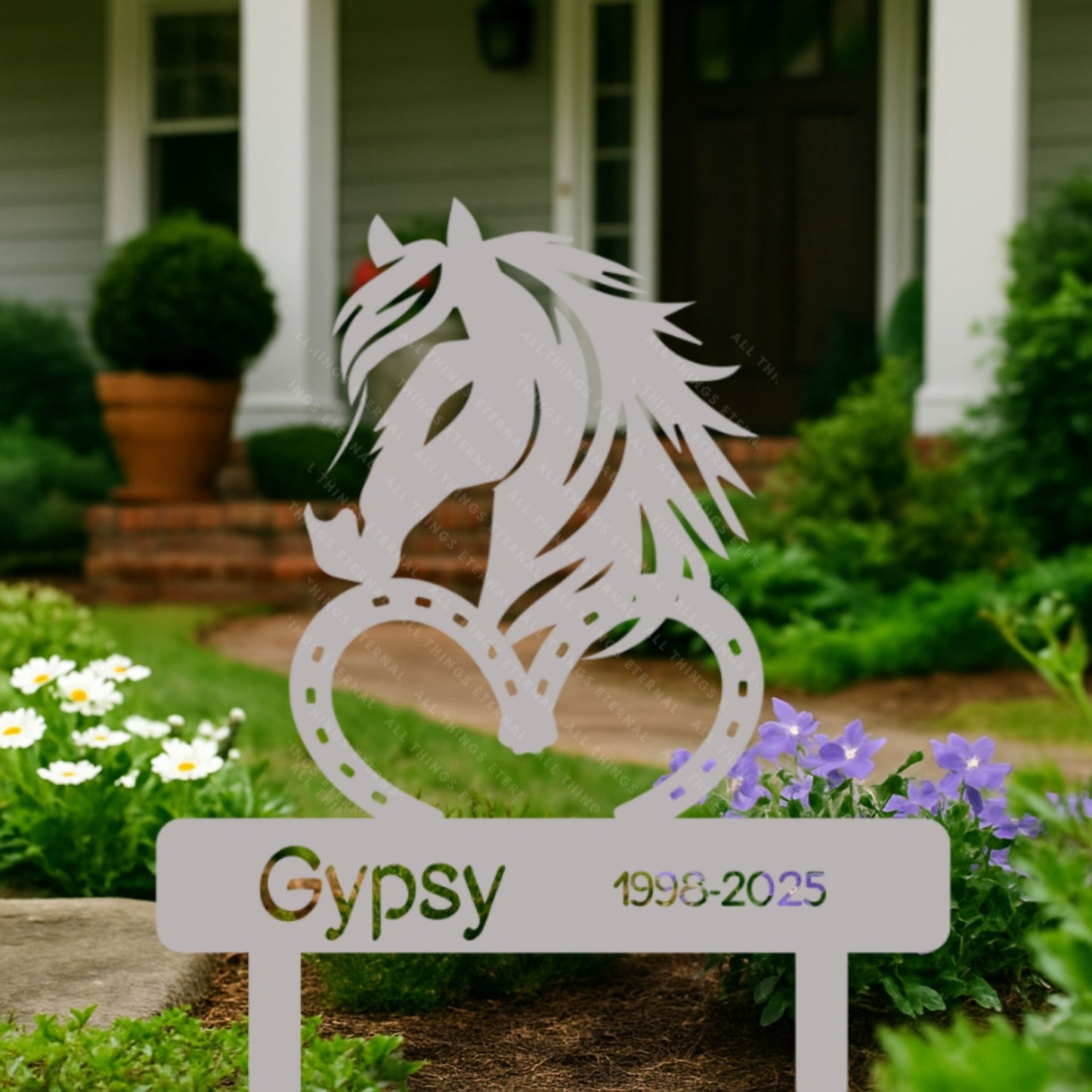 Personalized Horse Memorial Metal Grave Marker | Custom Tribute Sign
