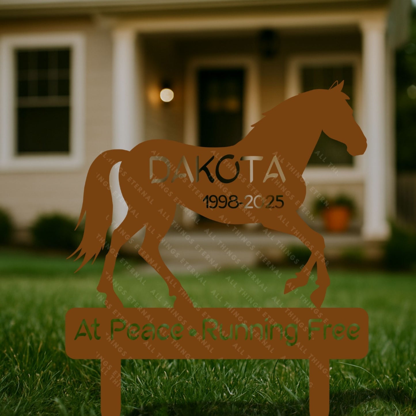 Custom Horse Memorial Garden Stake – Personalized Metal Grave Marker