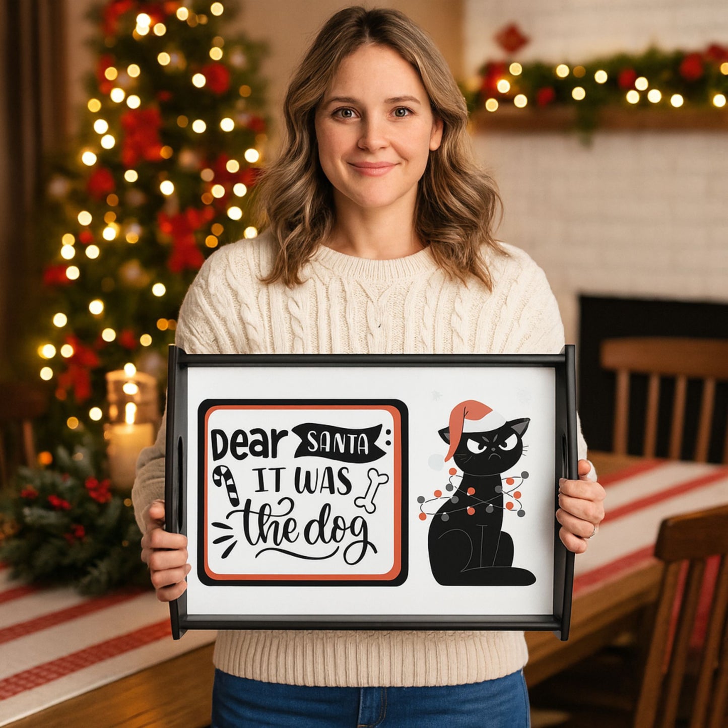 Espresso Black Cat Serving Tray – Funny Christmas & Holiday Decor