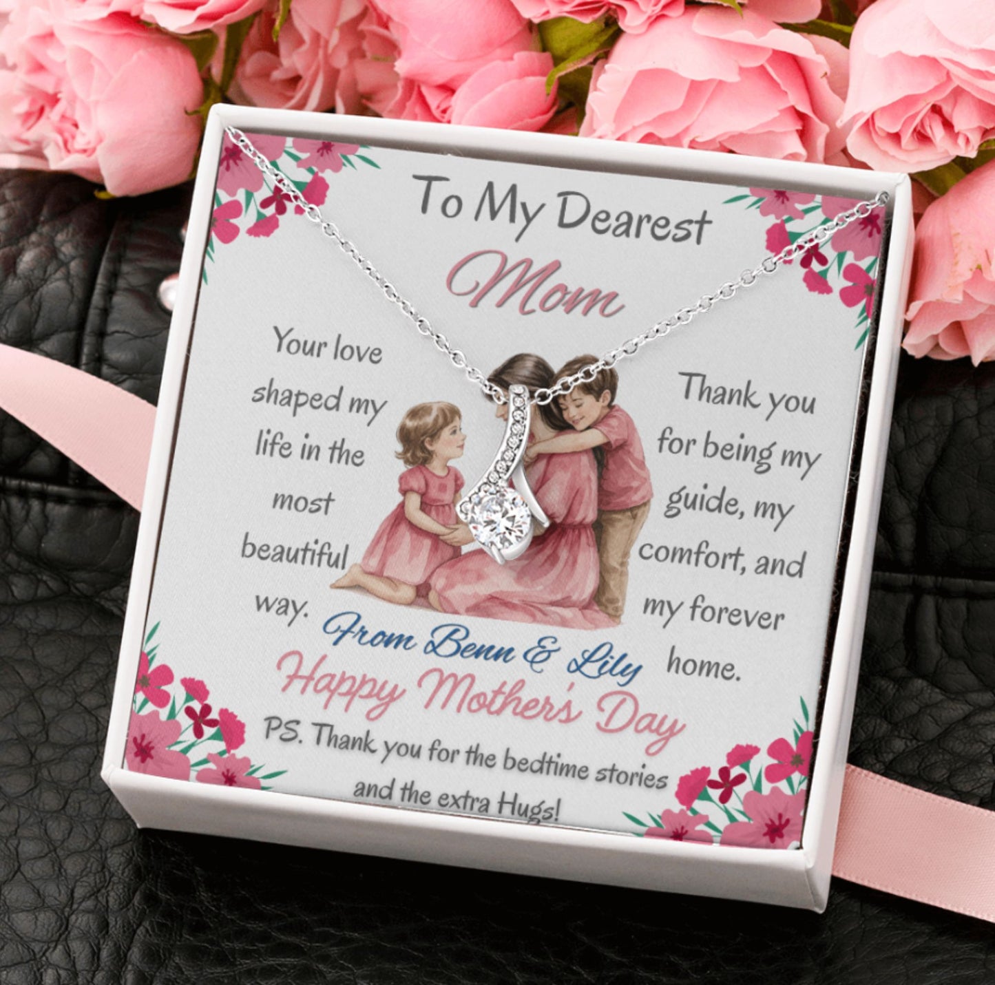 Personalized To My Dearest Mom Necklace with Message Card Mother's Day