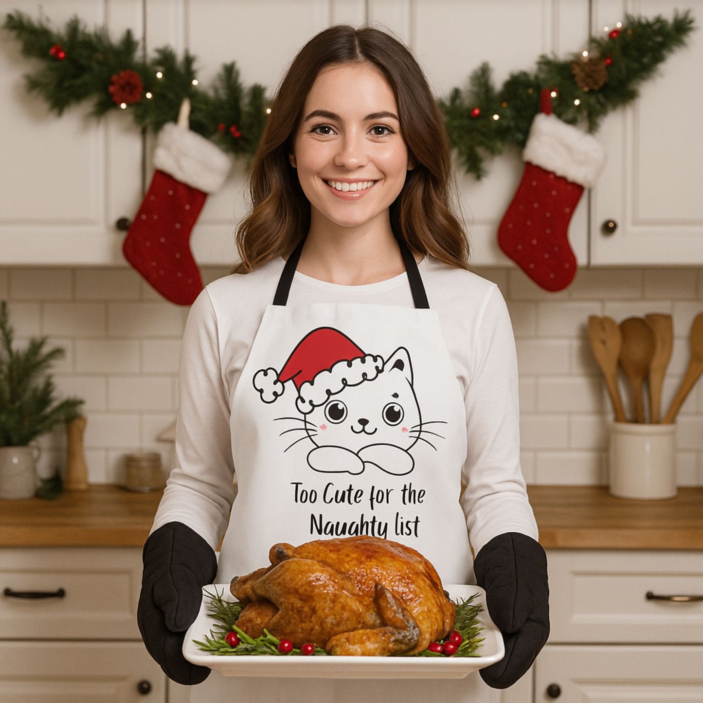 Too Cute Kitty Kat Apron – Funny Cat Cooking Apron, Christmas Gift