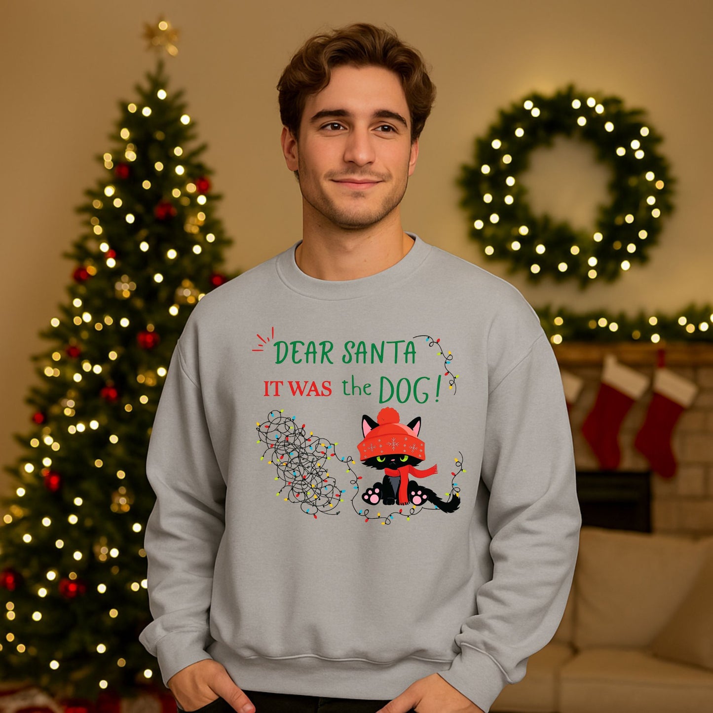 It Was the Dog Funny Cat Sweatshirt – Cozy Holiday Christmas Gift