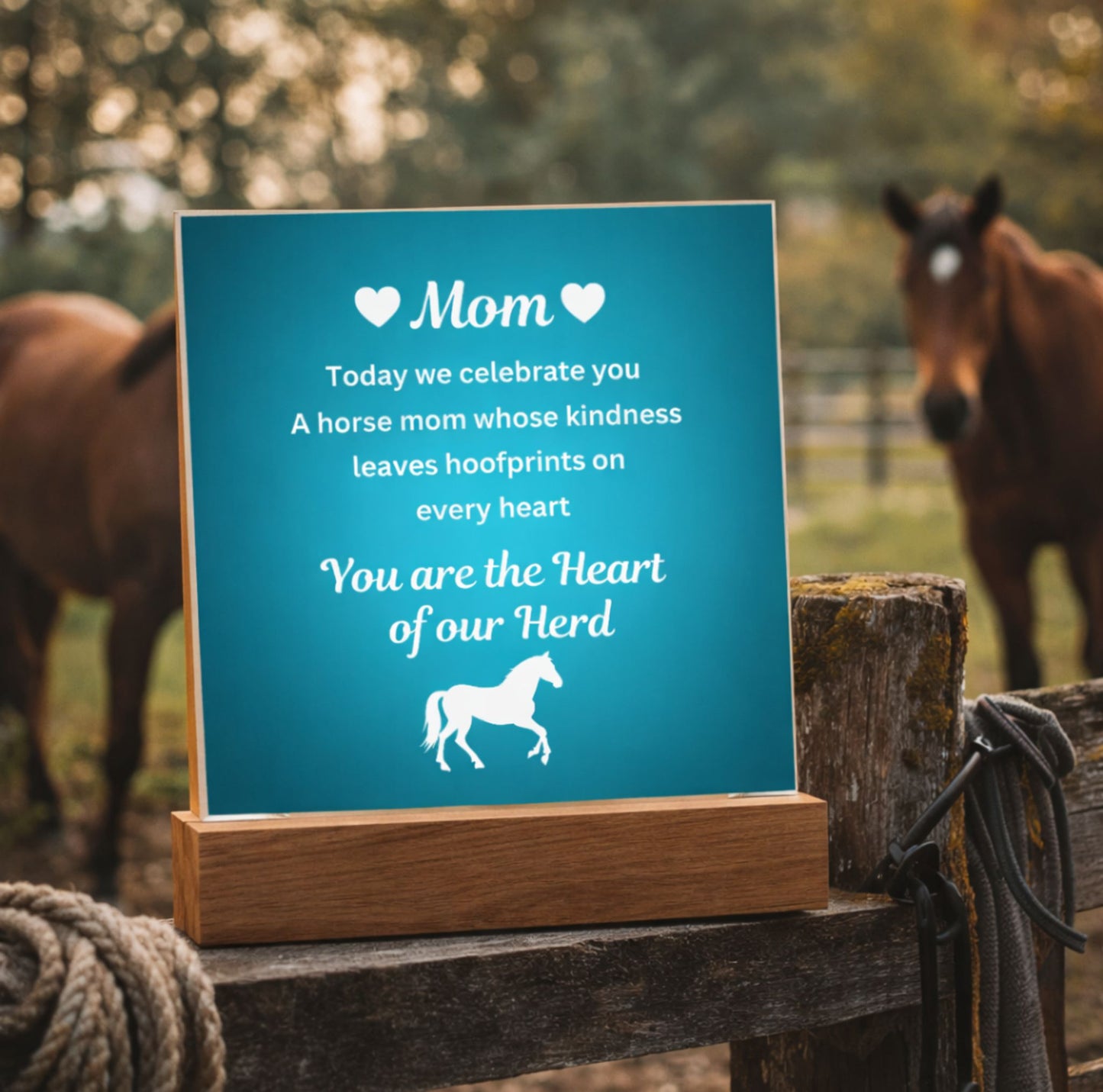 To My Horse Mom – Heart of Our Herd Acrylic Plaque | Horse Lover Mother's Day Gift
