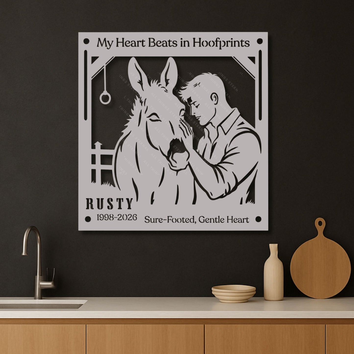 Personalized Mule Memorial Metal Sign – My Heart Beats in Hoofprints