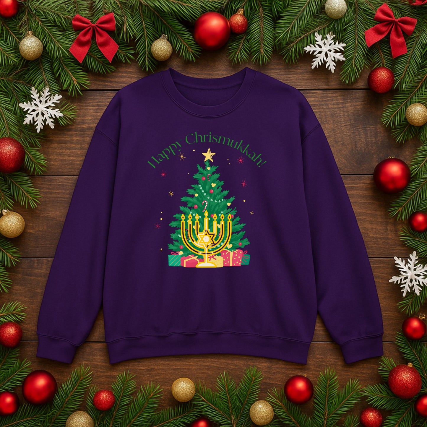 Happy Chrismukkah Unisex Sweatshirt | Interfaith Holiday Sweater