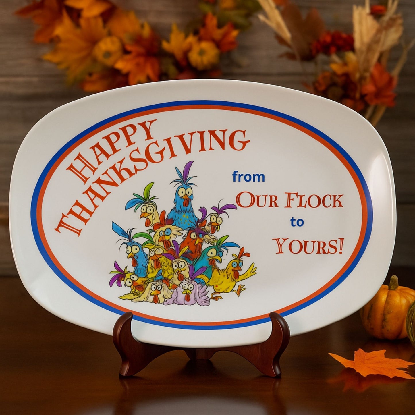Funny Thanksgiving “From Our Flock to Yours” Serving Platter