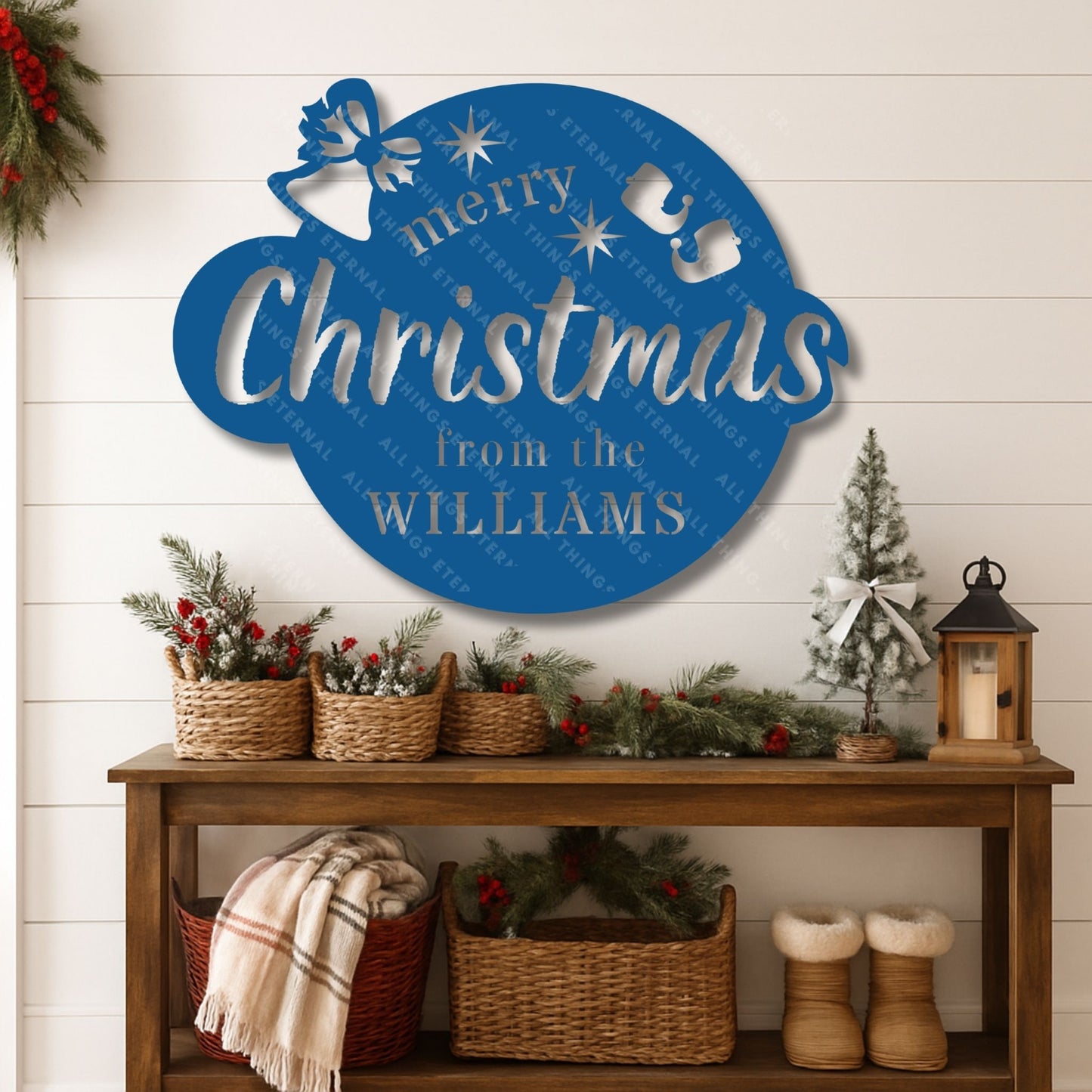 Merry Christmas Metal Sign • Custom Family Name Holiday Decor Wall Art