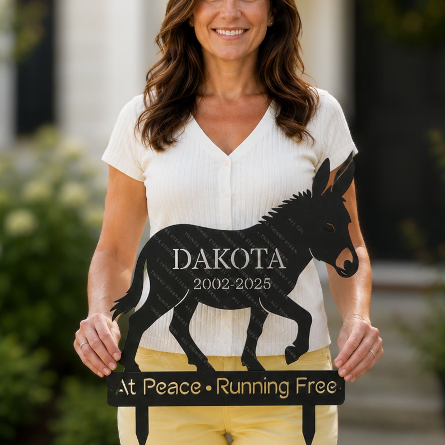Personalized Donkey Memorial Metal Garden Yard Sign Decor
