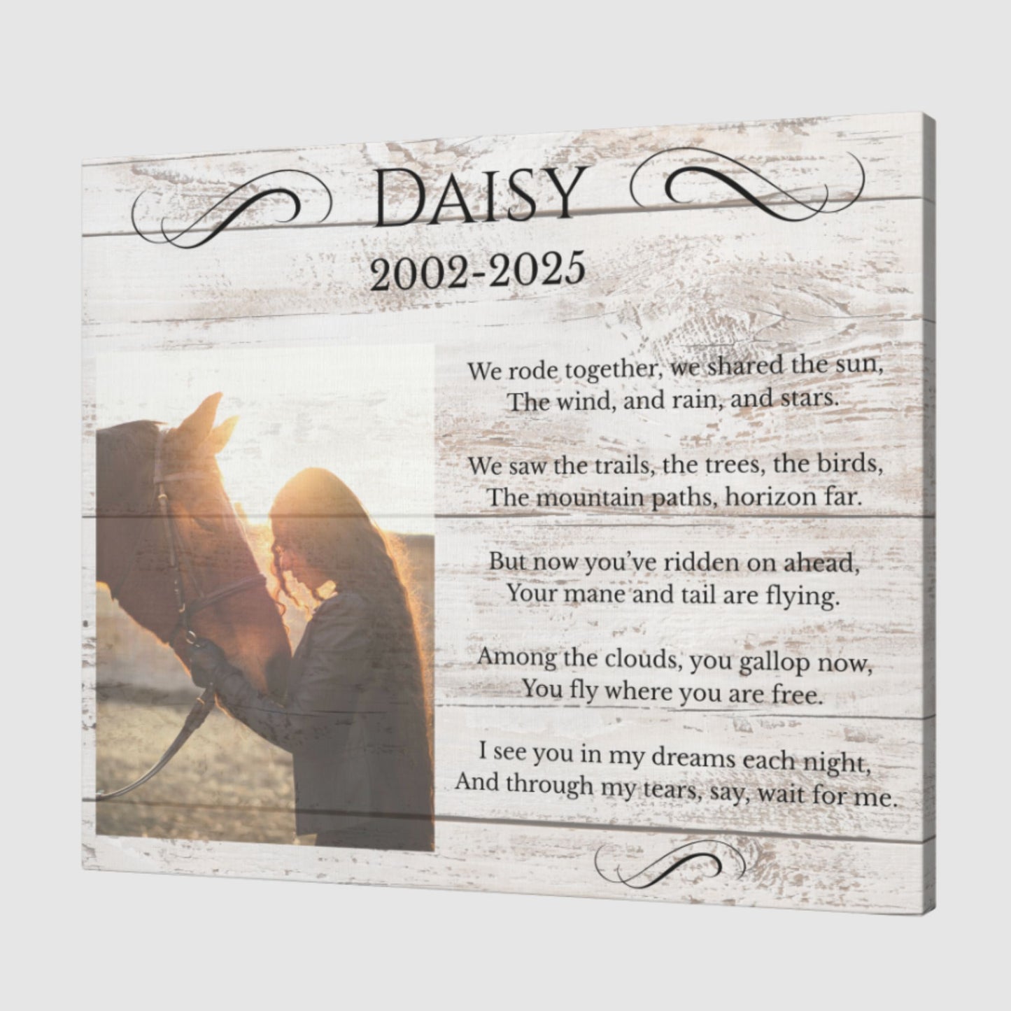 Personalized Horse Memorial Canvas – Custom Equine Photo Tribute