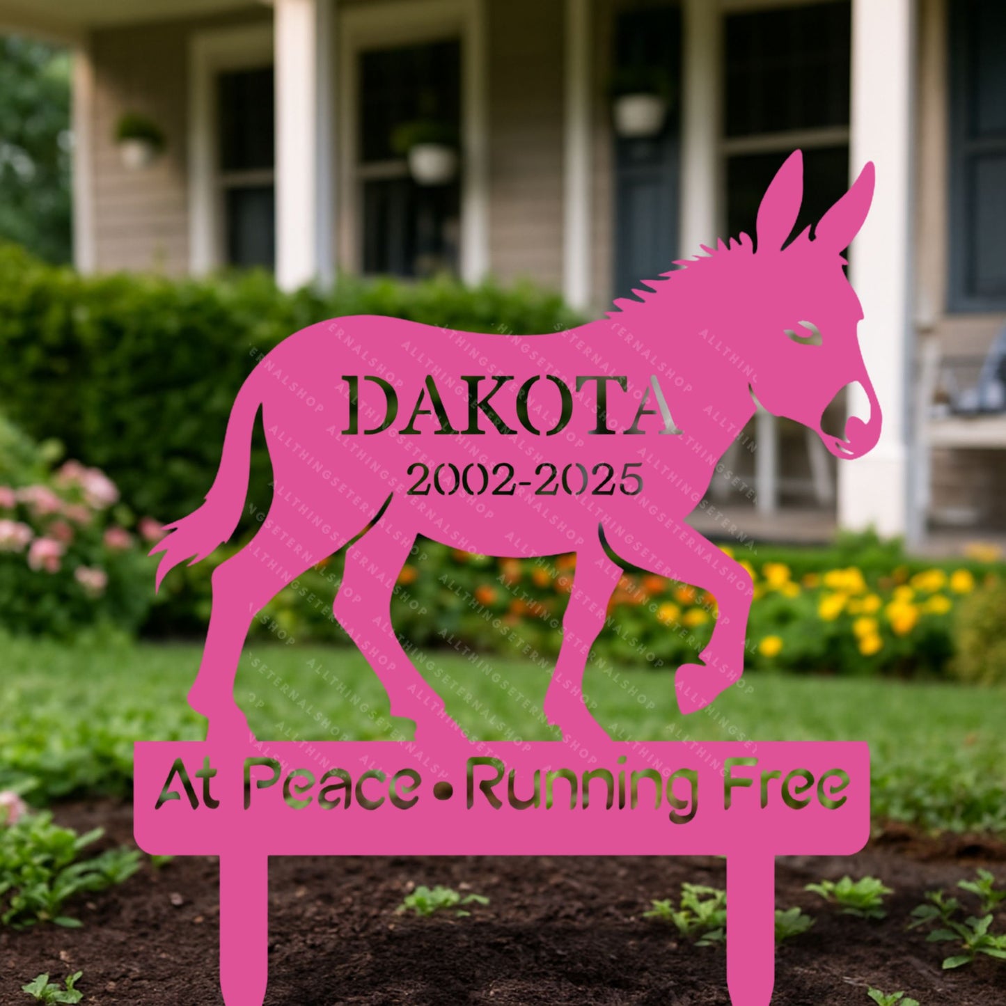 Personalized Donkey Memorial Metal Garden Yard Sign Decor