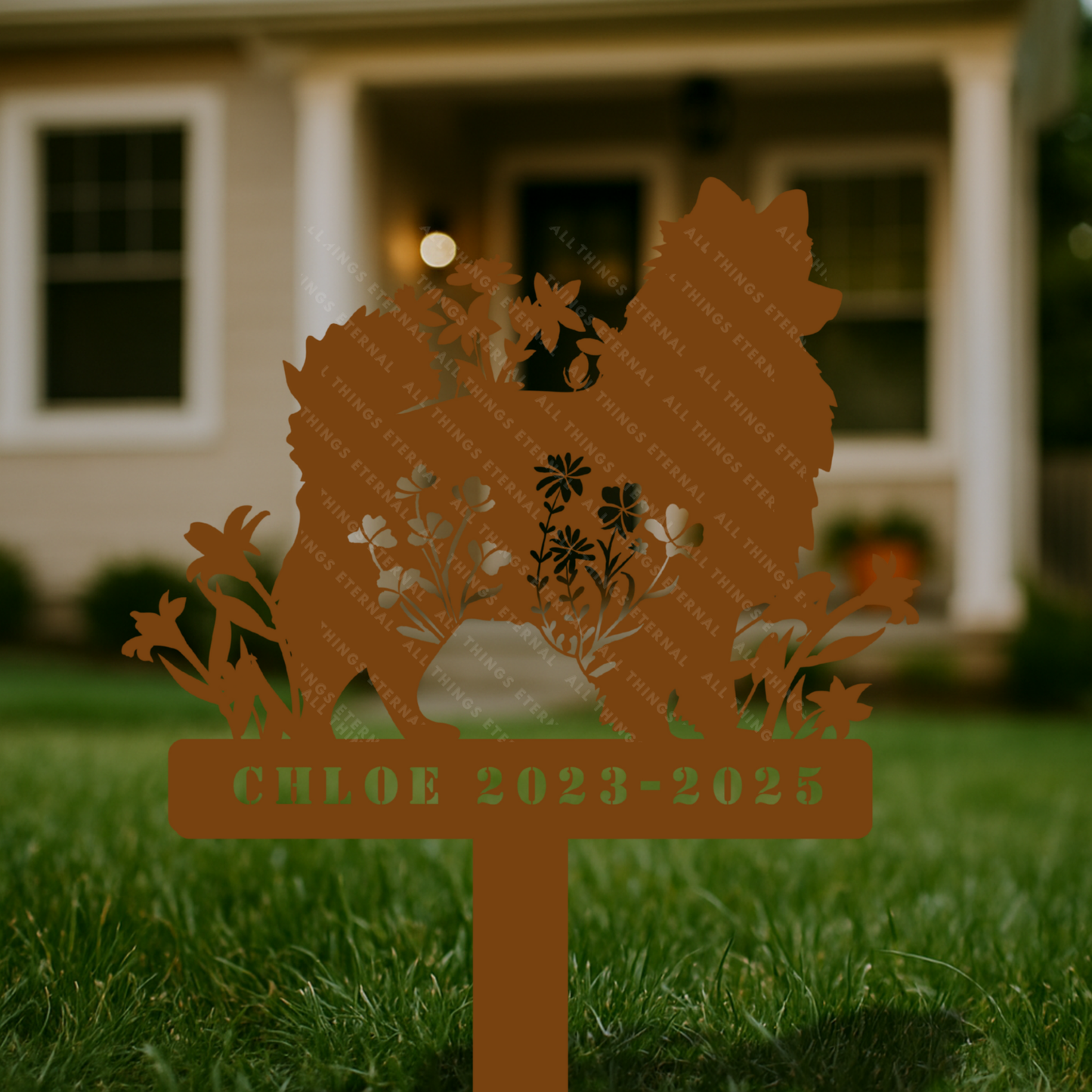Pomeranian Custom Dog Memorial Stake – Personalized Metal Pet Garden Sign