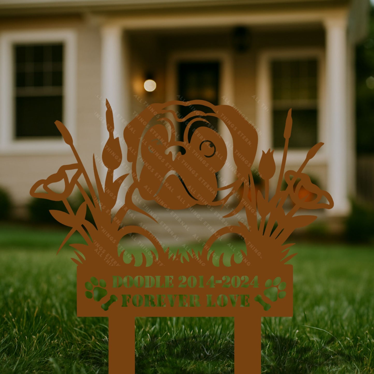 Personalized Pug Memorial Stake – Custom Metal Pet Grave Marker