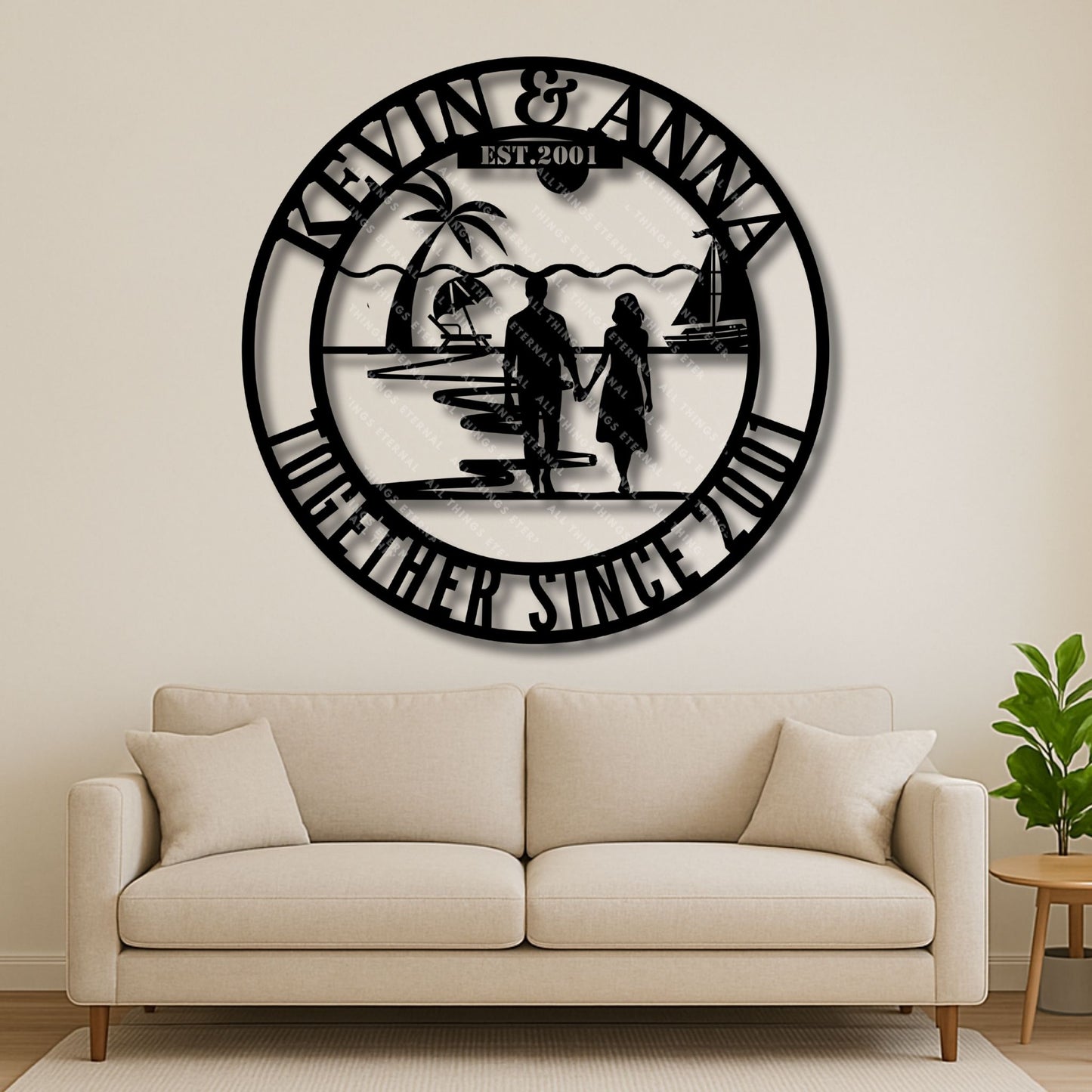 Custom Couple Anniversary Metal Sign | Personalized Monogram Wedding Gift