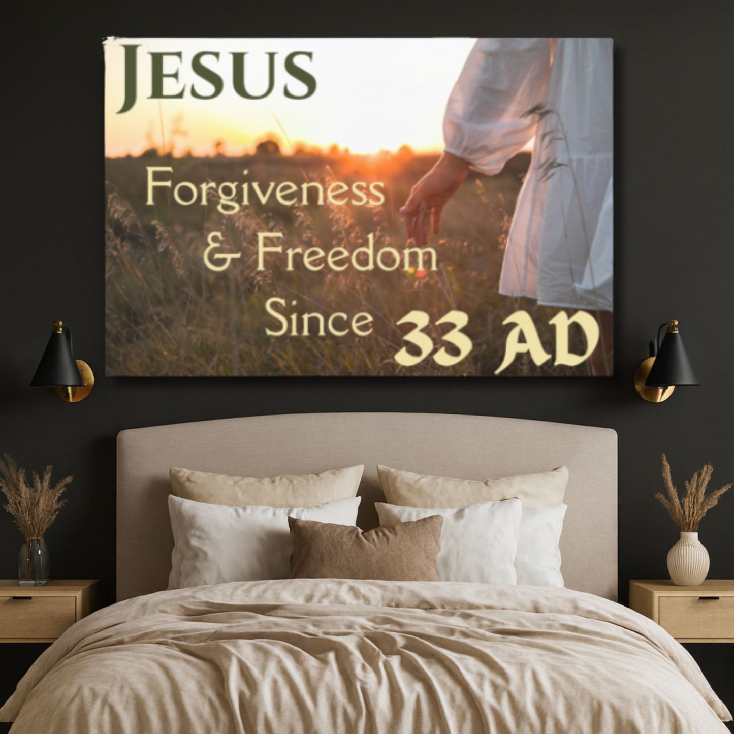 Jesus Forgiveness & Freedom Since 33 AD Christian Canvas Wall Art Gift