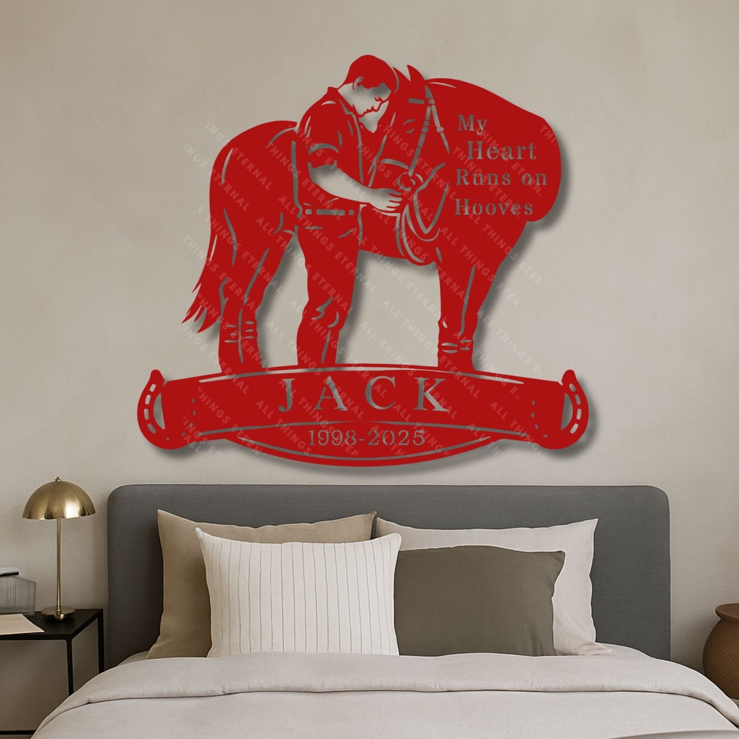 Personalized Horse Memorial Metal Sign – My Heart Runs on Hooves Tribute Gifts